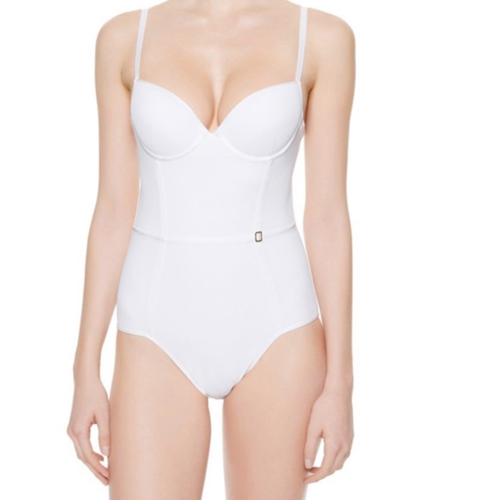 La Perla White One Piece Swimsuit with Sweetheart Neckline